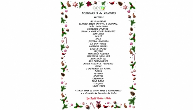 Domingo 3 de Xaneiro ORDES abre
